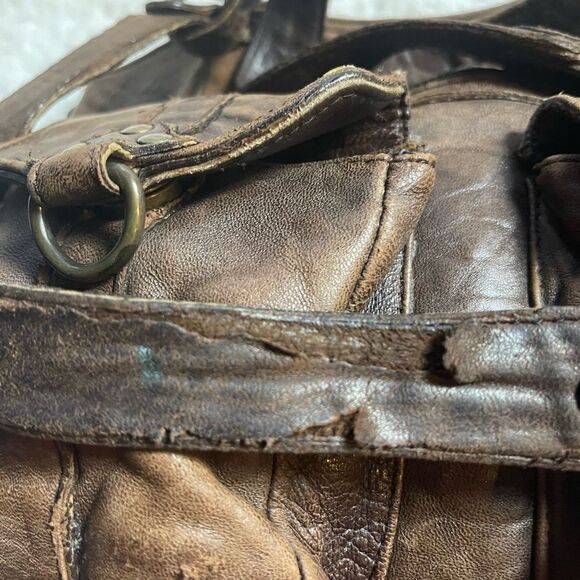 ABACO made in France rustic lBrown Leather Medium Satchel/Shoulder Bag - Picture 10 of 14